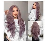 Parrucche Capelli naturali resistenti al calore Parrucche De Mujer Parrucche sintetiche viola dell'onda del corpo for le donne Parrucca colorata lunga del partito di Cosplay parrucca in fibra (Color