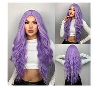 Parrucche Capelli naturali resistenti al calore Parrucche De Mujer Parrucche sintetiche viola dell'onda del corpo for le donne Parrucca colorata lunga del partito di Cosplay per la festa quotidiana(Co