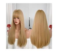 Parrucche Capelli sintetici for cosplay ragazza e uso quotidiano Parrucca bionda da 23 pollici con frangia for parrucca bionda lunga dritta da donna Parrucca da donna(Color:Blonde)