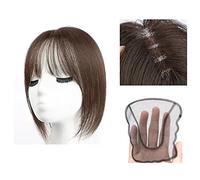 Parrucche Capelli Umani Bangs Wig Piece Full Real Human Hair Patch Fluffy Aumenta il volume dei capelli Fluffy Cover Capelli grigi Parrucche Da Donna(10-(13-12)25CM-brown)