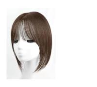 Parrucche Capelli Umani Bangs Wig Piece Full Real Human Hair Patch Fluffy Aumenta il volume dei capelli Fluffy Cover Capelli grigi Parrucche Da Donna(12-(13-12)30CM-brown)