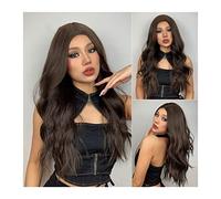 Parrucche Capelli Umani Capelli sintetici 24inch Long Natural Wig ondulate naturale for le donne Parte media Parrucca sintetica Parrucca resistente al calore Parrucche in fibra di calore for Daity Par