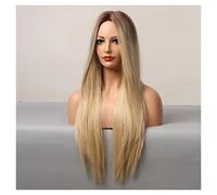 Parrucche Capelli Umani Long Silk dritta dritta marrone bionda bionda parrucche sintetiche dorate for donne resistenti al calore parrucche for capelli medio naturali Parrucche Da Donna