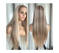 Parrucche Capelli Umani Parrucca anteriore in pizzo 13x4 Evidenziare Parrucche sintetiche in pizzo biondo marrone for le donne Parrucche frontali in pizzo dritto da 24 pollici pre pizzicate Parrucche