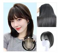 Parrucche Capelli Umani Parrucca da donna Parte superiore della testa Capelli soffici Aumenta i capelli veri Riempi i capelli Parrucca invisibile senza traccia Parrucche Da Donna(03-12x13) 25CM black)