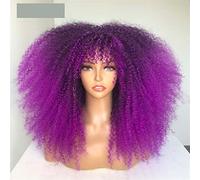 Parrucche Capelli Umani Parrucca riccia vizioso for capelli corti afro con Bangs Sciolto Cosplay sintetico Fluffy Parrucche naturali soffici for le donne Parrucche Da Donna(03)