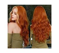 Parrucche Capelli Umani Parrucche Parrucca da donna ondulata lunga arancione brillante Parrucche sintetiche naturali con frangia for cosplay di feste quotidiane da donna nera Parrucche per Donne