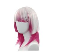 Parrucche Colorate Da Donna Kawaii BoBo Lolita Parrucca Cosplay Con Frangia Capelli Sintetici A Strati Irregolari Naturali Per La Festa Di Halloween (Viola-Bianco)