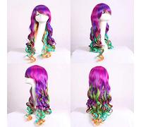 Parrucche colorate Lolita di Halloween a buon mercato GHK da 28 pollici per le donne Parrucca ondulata lunga sintetica per capelli arcobaleno Cosplay per donna