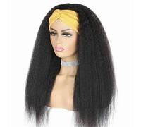 Parrucche con fascia for capelli umani lisci e crespi for donne, densità 250%, parrucca Yaki senza colla, nero naturale per Donne Affascinanti(34inch)