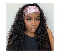 Parrucche con fascia for donna Capelli umani lisci senza colla Parrucca economica autunnale Capelli naturali brasiliani Remy fatti a macchina(Water Wave Wig,28inches)