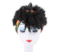 Parrucche con Fascia Giallo Verde per Donne Nere, Parrucca con Fascia Parrucche Sintetiche Ricci Corti Parrucca Riccia Afro Crespa con Frangia Parrucche Avvolgenti Parrucca