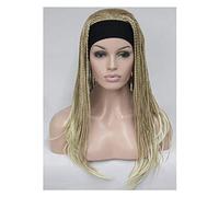 Parrucche con fascia intrecciata per donne nere, parrucche intrecciate lunghe con fascia attaccata, parrucca con treccia a scatola, capelli all'uncinetto, stile punk hip-hop (7 colori,46cm/18pollici