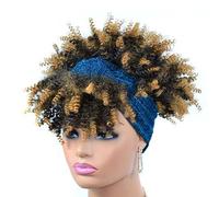 Parrucche con fascia per donne nere parrucche sintetiche corte afro crespe ricci parrucca marrone scuro con frangia parrucca avvolgente parrucca afro riccia