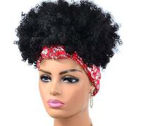 Parrucche con fascia per donne nere parrucche sintetiche corte afro crespe ricci parrucca marrone scuro con frangia parrucca avvolgente parrucca afro riccia
