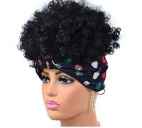 Parrucche con fascia per donne nere parrucche sintetiche corte afro crespe ricci parrucca marrone scuro con frangia parrucca avvolgente parrucca afro riccia