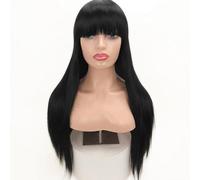 parrucche con frangia ordinata per le donne Auricolare for parrucca for capelli lunghi lisci Qi Liu Hai | Naturale e realistico | Adatto a molteplici occasioni ricci ondulati(Nero)