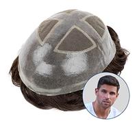 Parrucche coprenti per la calvizie da uomo, Parrucchino da uomo in pizzo traspirante con parrucchino in PU for uomo Sistema di sostituzione naturale dei capelli umani densità 120% Protesi for capelli