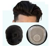 Parrucche coprenti per la calvizie da uomo, Sistema di sostituzione dei capelli naturali maschili Parrucca for capelli lisci con capelli umani Base in PU di seta Unità di toupee for uomini Protesi cap