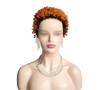 Parrucche corte afro ricce per donne nere afroamericane, parrucche ricce corte con taglio pixie, capelli vergini ricci di capelli umani colore Ombre,Ombre 350