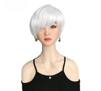 Parrucche corte argentate bianche ondulate lisce per le donne Parrucche sintetiche naturali resistenti al calore in fibra Cosplay-ZY-205-1 PC