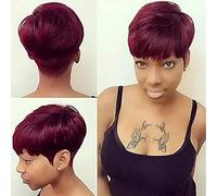 Parrucche corte da donna nere soffici naturali con riga laterale a strati parrucche corte dritte per le donne capelli resistenti al calore parrucche complete a strato corto frangia capelli B