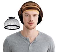 Parrucche Corte da Uomo di Colore Marrone,Parrucca Calva Uomo,Parrucca da Costume di Halloween per Adulto per Anni '60 '70 '80 Cosplay Halloween Festa(Marrone)