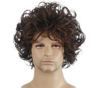 Parrucche corte da uomo nere marroni parrucche ricci moda capelli cosplay party