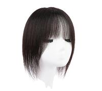Parrucche corte e lisce, clip in capelli umani, toupet senza cuciture per donne con capelli diradati, parrucca nera e liscia, capelli umani,Natural Black-A