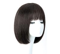 Parrucche corte e lisce per donna, parrucca corta castano scuro, parrucca liscia per capelli umani con frangia, parrucche per tutti i giorni con capelli lisci e morbidi n,Mixed Silk-a1