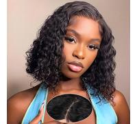 Parrucche corte e ricce 13*4 con pizzo frontale invisibile, 13 x 10 x 1,3 cm, riga laterale profonda, parrucche in capelli umani per donna, capelli brasiliani Remy pre-pizzicati, onde corte e profonde