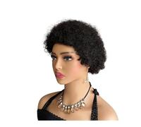 Parrucche corte for capelli umani ricci afro crespi da 4 pollici for donne, parrucca piena e soffice senza colla dall'aspetto naturale Extension per Capelli(Black)