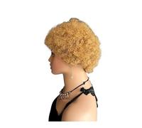 Parrucche corte for capelli umani ricci afro crespi da 4 pollici for donne, parrucca piena e soffice senza colla dall'aspetto naturale(27#)