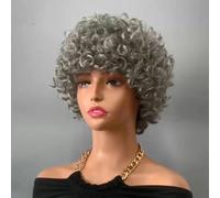 Parrucche corte grigie Pixie Cut Parrucche per capelli umani con onde naturali con frangia Colore brasiliano #51 Parrucche grigie senza colla Parrucche ricce Pixie Cut-Lunghezza immagine-7023Y