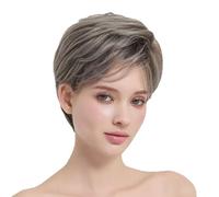 Parrucche Corte Grigie Stile "Nonna" Per Donna, Parrucche Ricce Da 10 Pollici Con Frangia, Capelli Sintetici Resistenti Al Calore Per Feste O Uso Quotidiano.