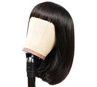 Parrucche corte in capelli umani con frangia, parrucca frontale liscia senza colla e senza pizzo for le donne per Donne Affascinanti(8inch)