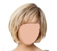 Parrucche corte lisce bionde castane con pizzo frontale in capelli umani con frangia for donne, caschetto naturale ondulato a strati