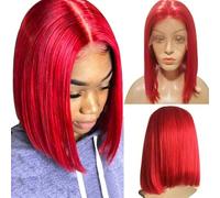 Parrucche corte lisce per capelli umani per donne nere Parrucche brasiliane con parte in pizzo Parrucche con parte centrale laterale per donne castane-4 * 4-12 POLLICI-150%-530