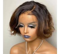 Parrucche Corte Marroni Per Donne Capelli Umani 150 Densità Parrucca Frontale In Pizzo Biondo Ondulato Capelli Brasiliani Remy