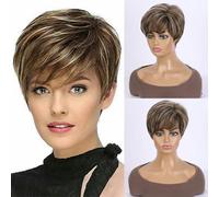 Parrucche corte naturali con frangia Capelli morbidi da mamma Uso quotidiano Parrucca corta grigia sfumata riccia sintetica per feste in costume per donne-WIG-305-10 pollici-1 pz