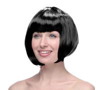 Parrucche Corte Nere,Nero Parrucche con Frangia,Parrucches Corte da Donna,Parrucca in Capelli Sintetici Dall'aspetto Naturale,Parrucca Classica a Caschetto Liscio per uso Quotidiano