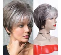 Parrucche corte per capelli da donna europee e americane, con frangia, in fibra chimica, alla moda, con frangia-7296-6 pollici