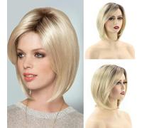 Parrucche corte per capelli da donna europee e americane, con frangia, in fibra chimica, alla moda, con frangia-0019-6 pollici