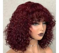 Parrucche Corte Per Capelli Umani Bob Con Frangia Parrucca Riccia Senza Colla Parrucche Colorate Bionde Con Onda D'acqua Per Le Donne TT1B-99J 12inch#180D