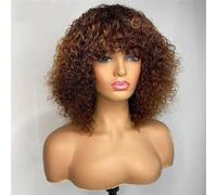 Parrucche Corte Per Capelli Umani Bob Con Frangia Parrucca Riccia Senza Colla Parrucche Colorate Bionde Con Onda D'acqua Per Le Donne TT1B-33 14inch#180D