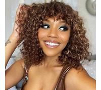 Parrucche Corte Per Capelli Umani Con Taglio Corto Con Frangia Parrucca Riccia Senza Colla Evidenzia Parrucche Bionde Color Miele Con Onde D'acqua Per Le Donne