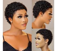 Parrucche corte per capelli umani per donne nere parrucca riccia con frangia parrucca vergine brasiliana parrucca nera naturale nessuna parrucca frontale in pizzo per uso quotidiano