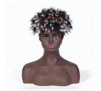 Parrucche corte ricce crespe con fascia per donne nere, parrucche bionde con riccioli afro con sciarpa, parrucca cosplay riccia naturale, capelli sintetici finti-J261E-10 pollici