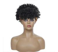 Parrucche corte ricce crespe con fascia per donne nere, parrucche bionde con riccioli afro con sciarpa, parrucca cosplay riccia naturale, capelli sintetici finti-J261H-10 pollici
