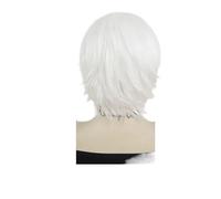 Parrucche corte rosa 1pc for le donne parrucca cosplay capelli sintetici con frangia diritto naturale costume da film anime Drag Queen(WHITE)